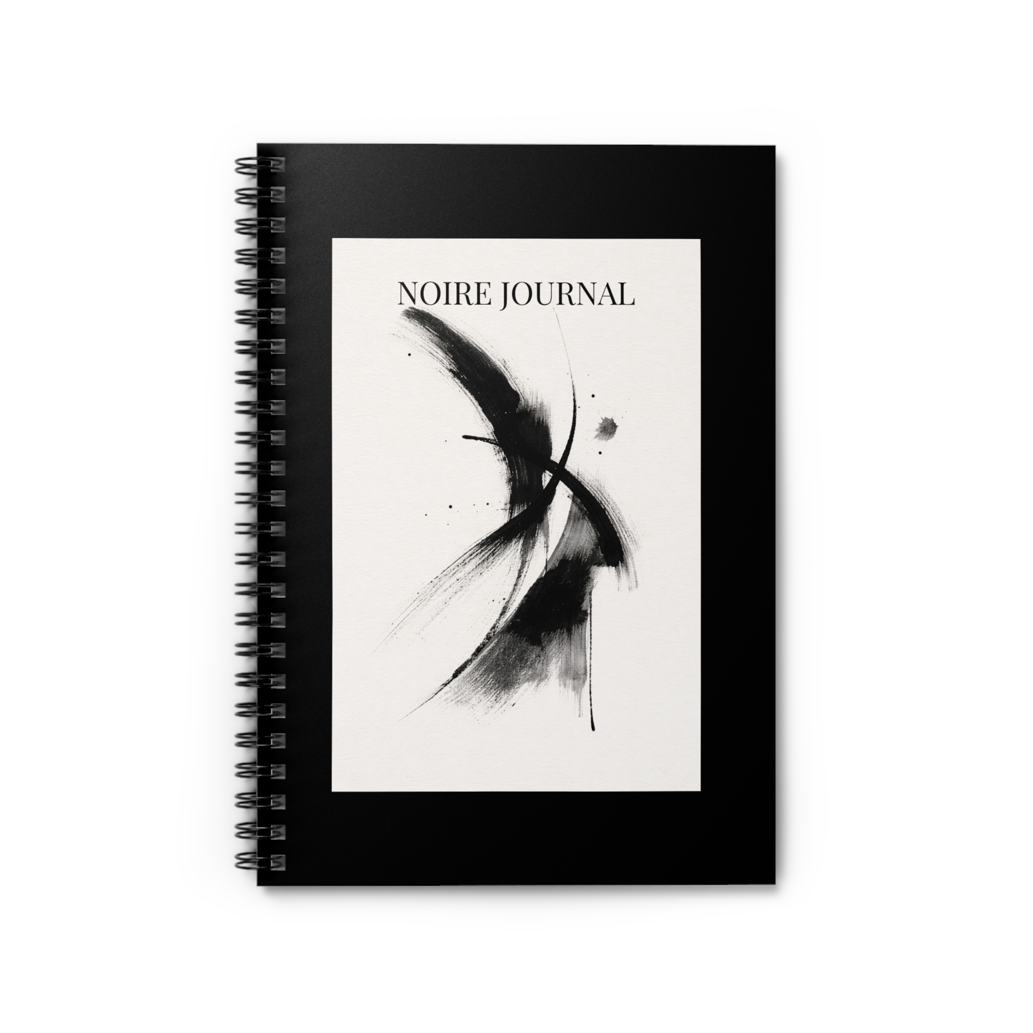 Noire Journal Spiral Notebook — Black Abstract Notebook