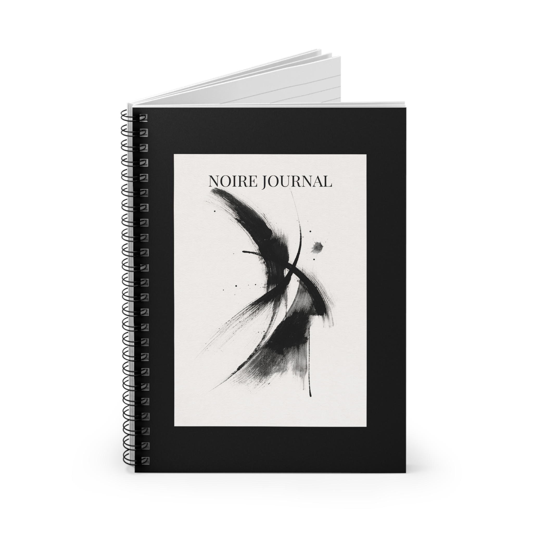 Noire Journal Spiral Notebook — Black Abstract Notebook - Image 2