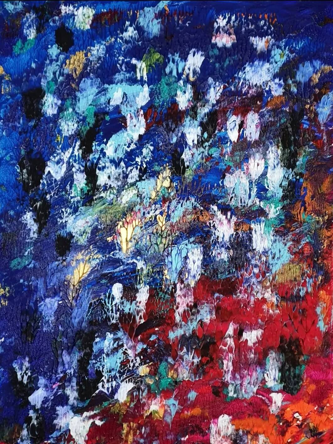 Blue/ red abstract painting