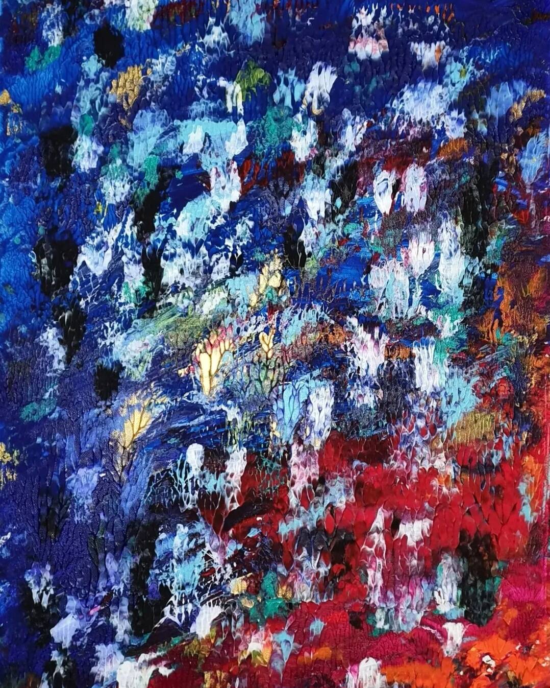 Blue/ red abstract painting