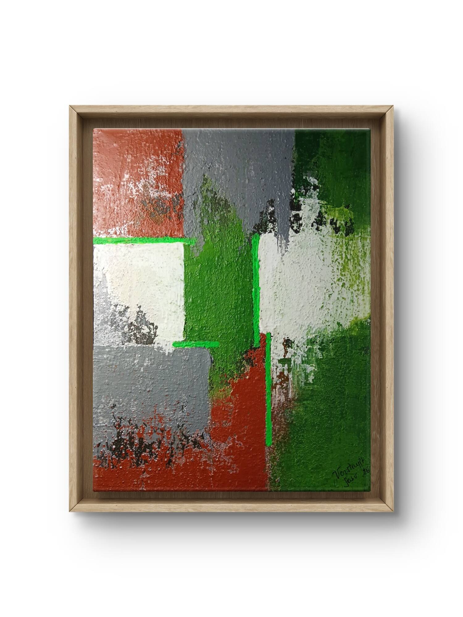 Champs superposes mixed media painting by Brigitte Verstuyft
