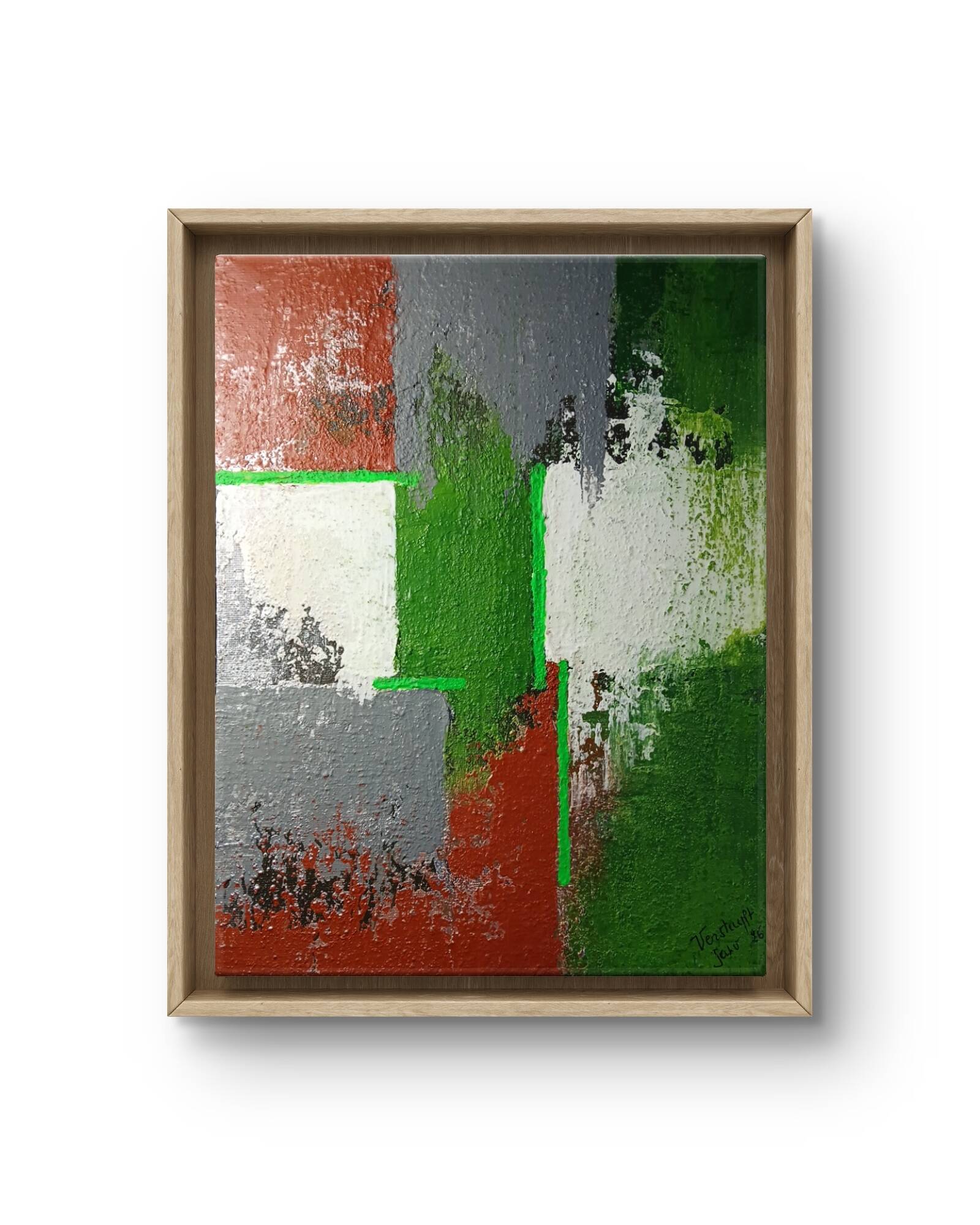 Champs superposes mixed media painting by Brigitte Verstuyft