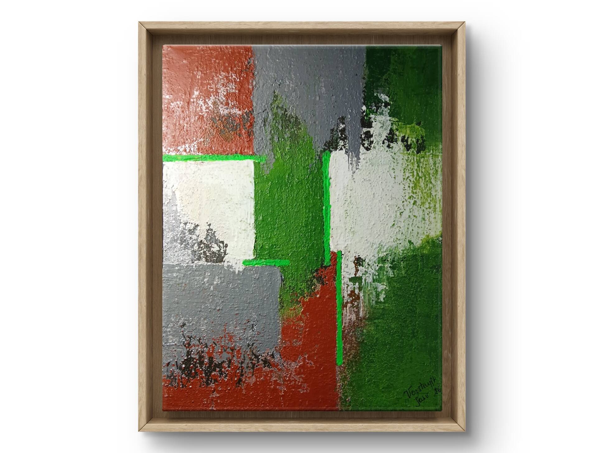 Champs superposes mixed media painting by Brigitte Verstuyft