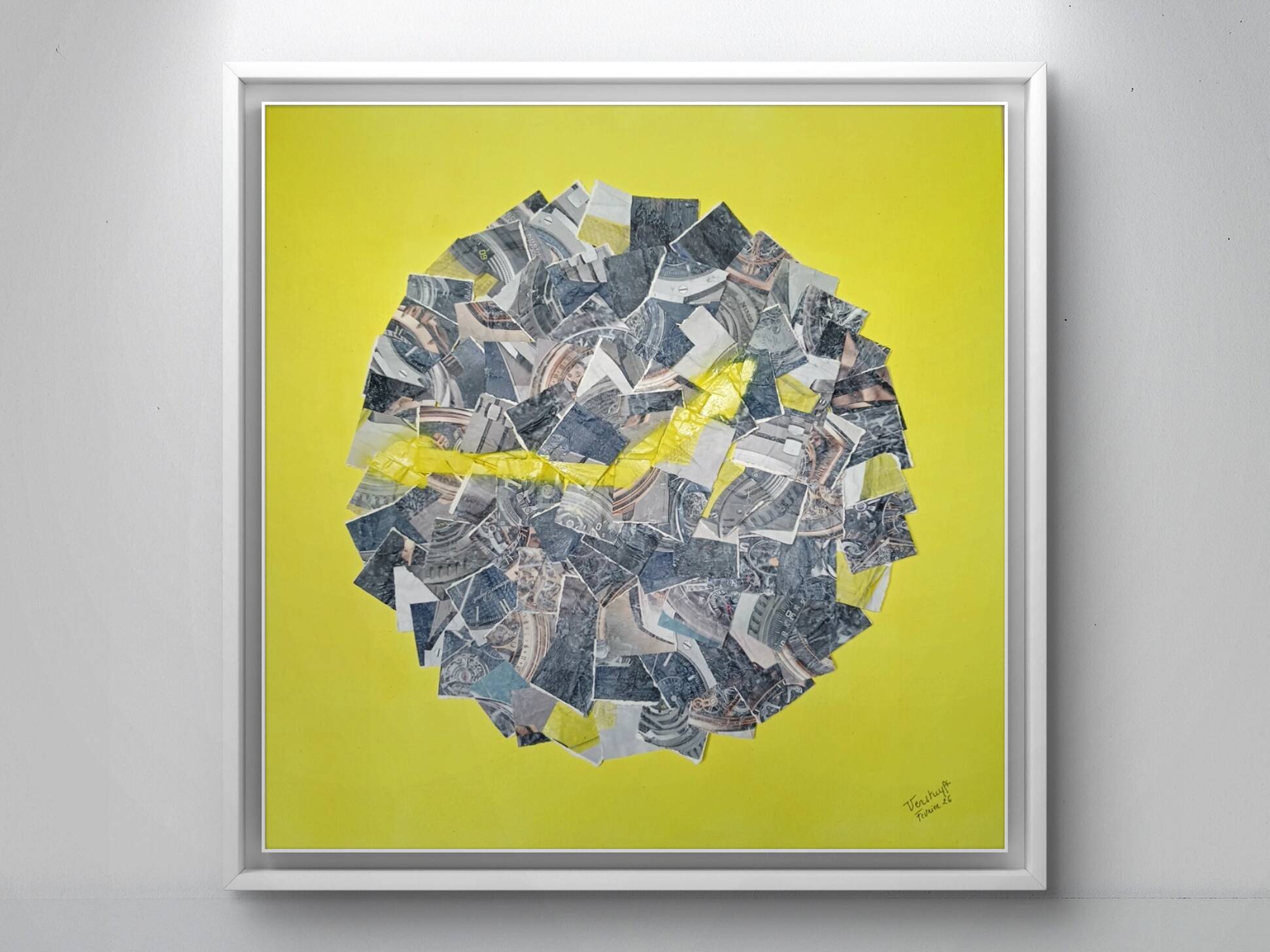 Brigitte Verstuyft - Le cadran disloqué collage painting